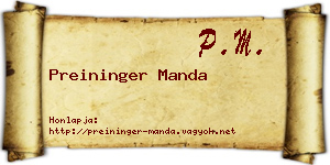 Preininger Manda névjegykártya